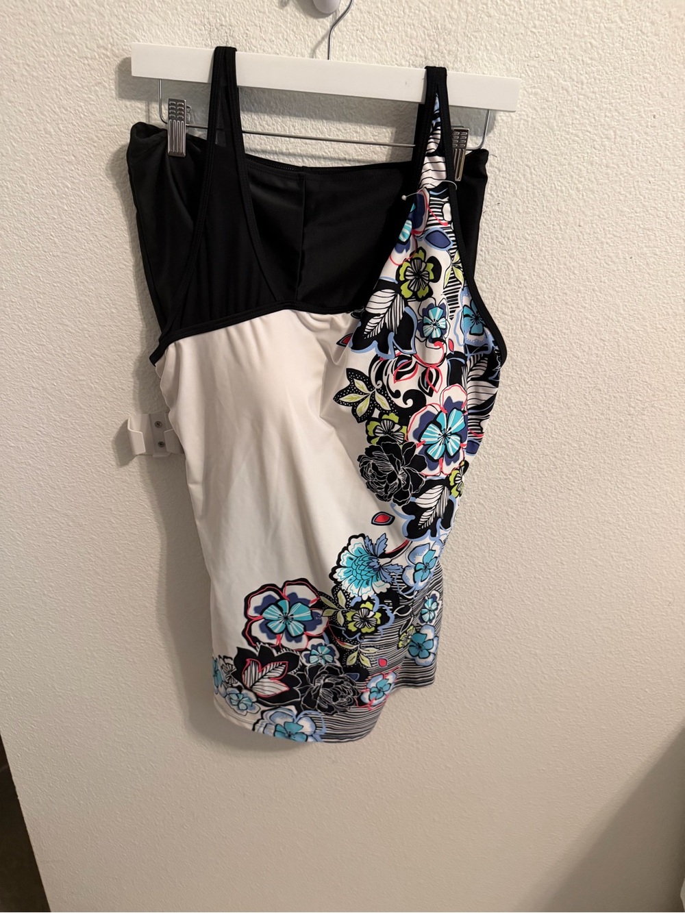 Floral Black & White Swim Coverup Tank